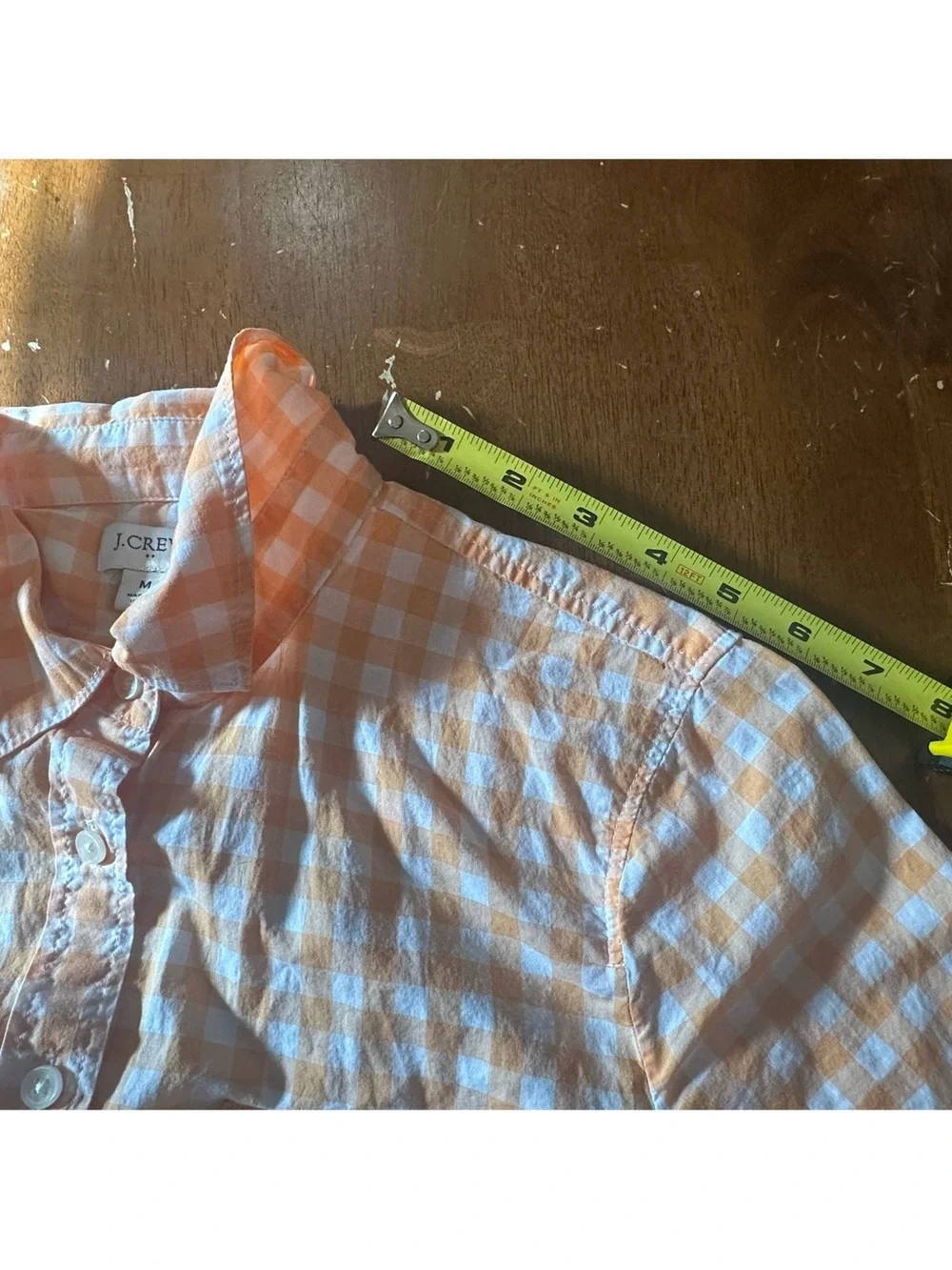 J. Crew Women’s Cotton Orange and White Gingham Button-Down Shirt